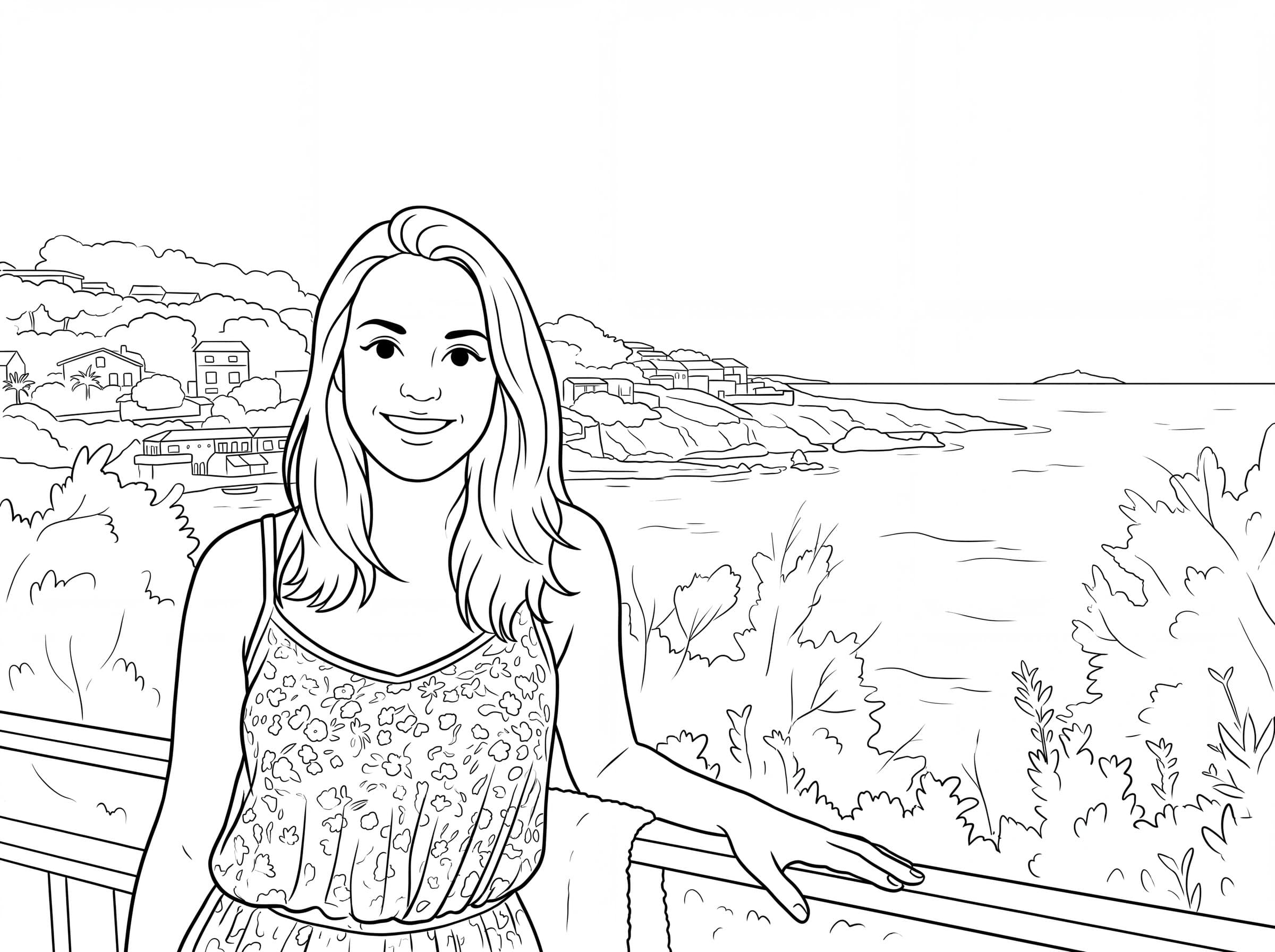 Photo rendered as a Playful coloring page